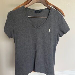 Polo by Ralph Lauren Women's Charcoal V-Neck Tee